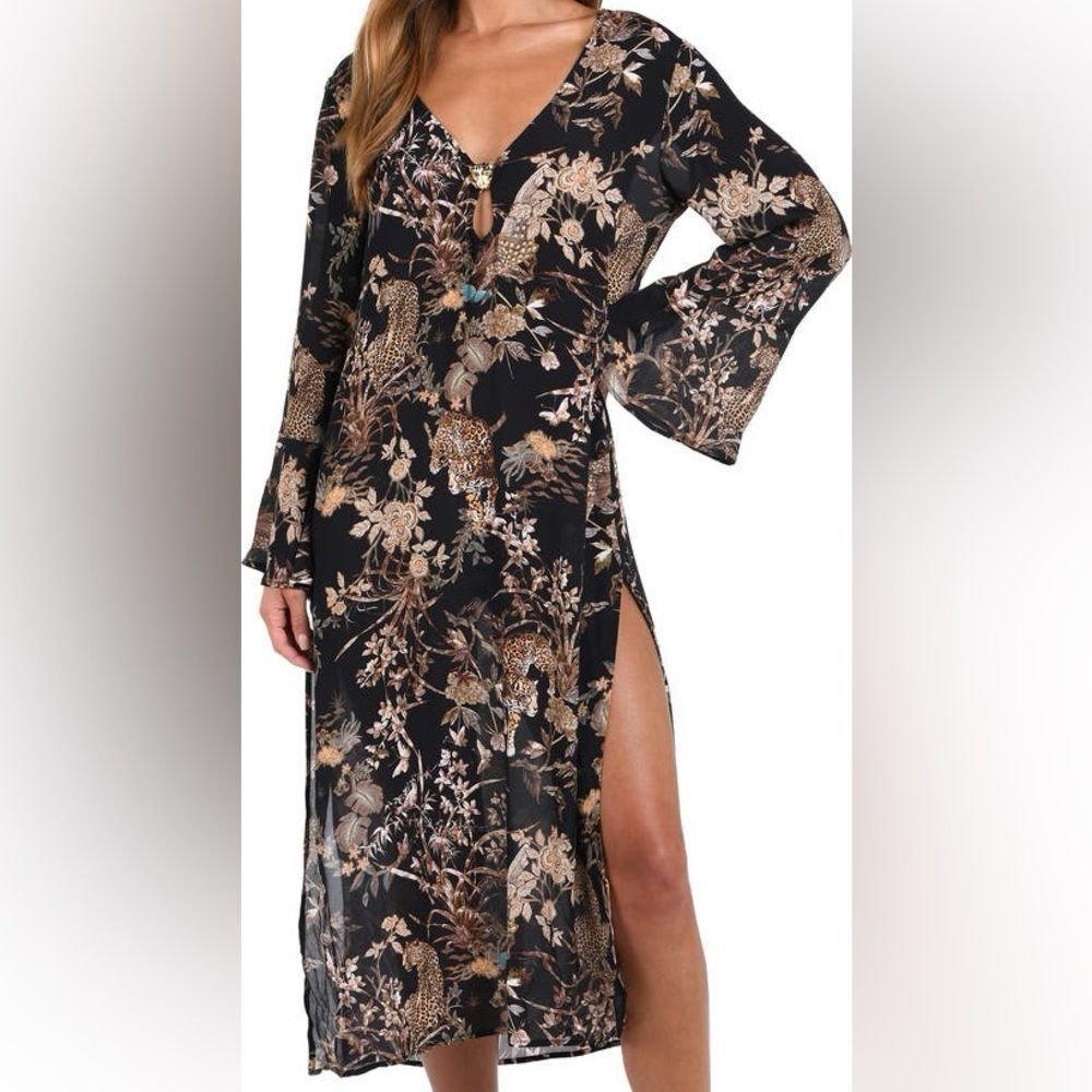 L'AGENCE Black and Tan Long Sleeve Dress